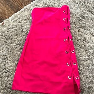 Hot pink strapless dress
